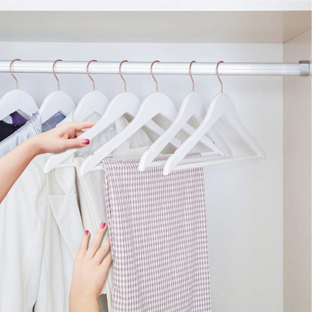 Ahşap Askı Beyaz Kıyafet Elbise Askısı Gömlek Askısı Pantolon Askısı Gold Özel seri 