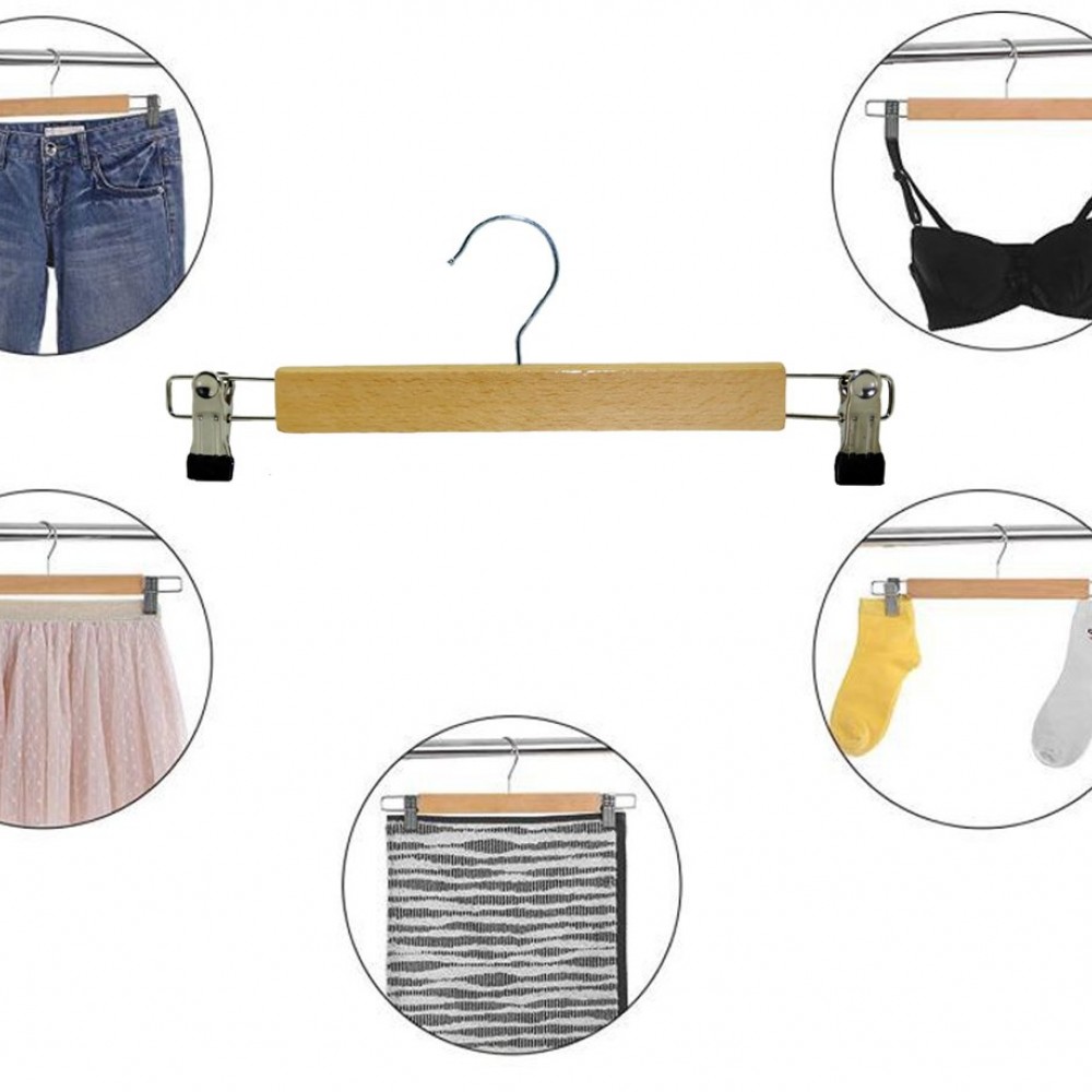  Ahşap Etek Askısı  Ahşap Pantolon 2'li Ayarlanabilir Klipsli Alt Askı, Pantolon, Kot, Şort 