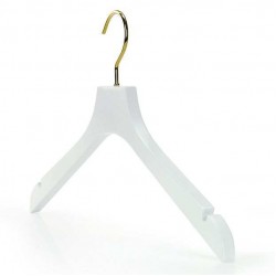Premium Beyaz Ahşap Kıyafet Ve Elbise Askısı 44 Cm Gold Kanca-100 Adet
