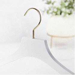 Premium Beyaz Ahşap Kıyafet Ve Elbise Askısı 44 Cm Gold Kanca - Kaliteli Kanca-işçilik- 100 adet 