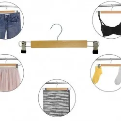  Ahşap Etek Askısı  Ahşap Pantolon 2'li Ayarlanabilir Klipsli Alt Askı, Pantolon, Kot, Şort 