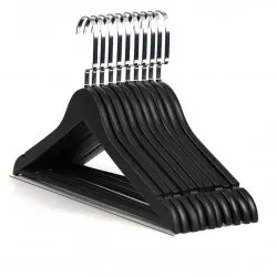 Ahşap Askı Siyah Kıyafet Elbise Askısı Askılığı Gömlek Askısı Nikel Amerikan Kanca 