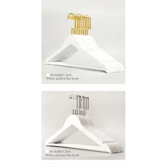 120 ADET Ahşap Askı Beyaz Kıyafet Elbise Askısı Askılığı Gömlek Askısı Amerikan Kanca Gold