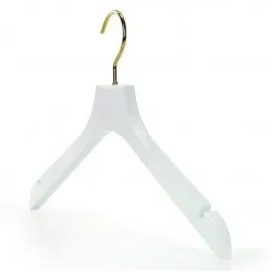 Premium Beyaz Ahşap Kıyafet Ve Elbise Askısı 44 Cm Gold Kanca-100 Adet Premium Beyaz Ahşap Kıyafet Ve Elbise Askısı 44 Cm Gold Kanca-100 Adet