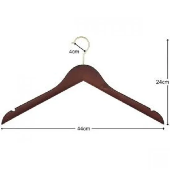 Ahşap Askı Ceviz Renk Gold Kancalı Elbise ve Gömlek Askısı